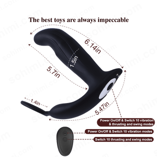 SBD|Thrusting & Vibrating Anal Vibrator Butt Plug with Cock Ring - MENAGERIE Intimates MENS Lingerie