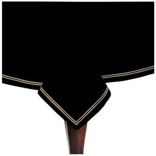 Double Embroidery Border Sateen Cotton Solid Table Cloth - Black