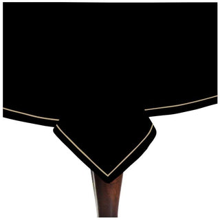 Single Embroidery Border Sateen Cotton Solid Table Cloth - Black