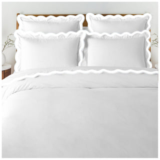 400TC Applique Scalloped Embroidery Cotton Duvet Cover Set
