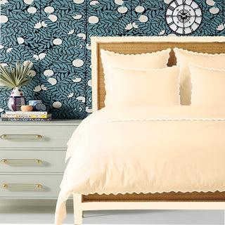 Ivory 400TC Cotton Small Scallop Embroidery Duvet Cover Set