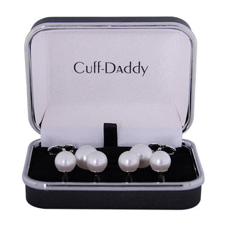 White Swarovski Pearl Formal Set Cufflinks & Studs