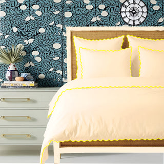 Ivory 400TC Cotton Small Scallop Embroidery Duvet Cover Set