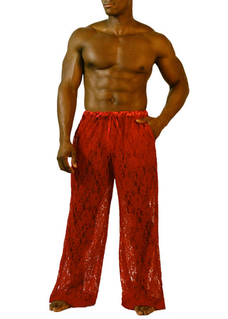DRAWSTRING PANT in RED LACE - MENAGERIÉ Intimates